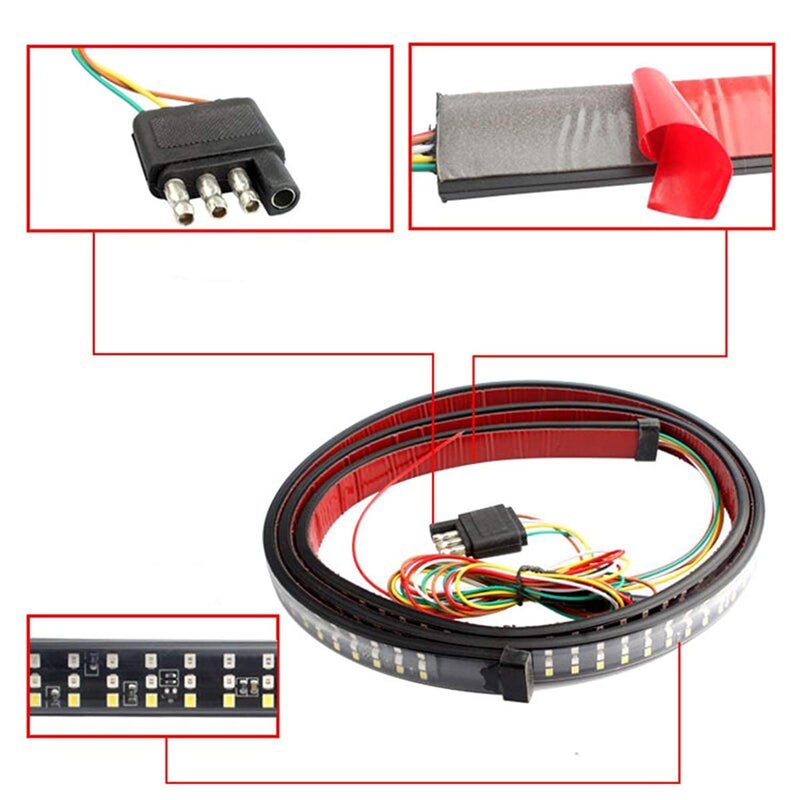 SOCAL-LED LIGHTING Triple Row LED Tailgate Light Bar 48 Inch LED Flexible Strip for Truck 5 Functions Red White Yellow Switchback, Sequential Turn Signal/Reverse/Brake/Tail Light Kit - Image 2